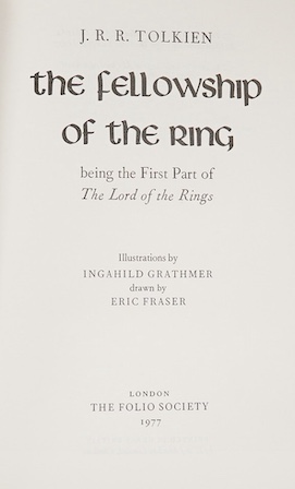 Folio Society - Tolkien, J. R. R. - The Lord of the Rings trilogy; The Fellowship of the Ring; The Two Towers ; The Return of the King, illustrations by Ingahild Grathmer, drawn by Eric Fraser, illustrated endpapers, 197